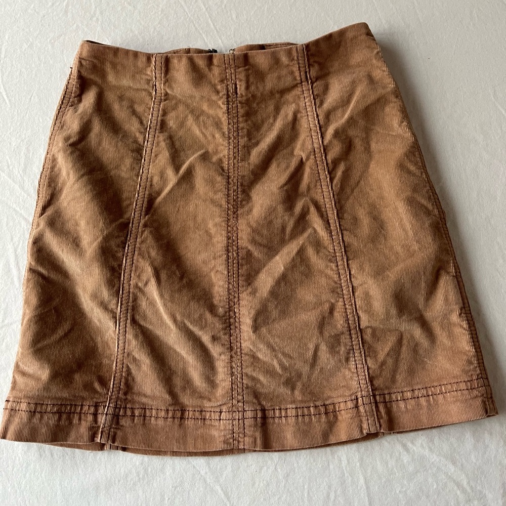 Free People, Tan Corduroy Mini Skirt, Size 0